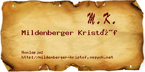 Mildenberger Kristóf névjegykártya
